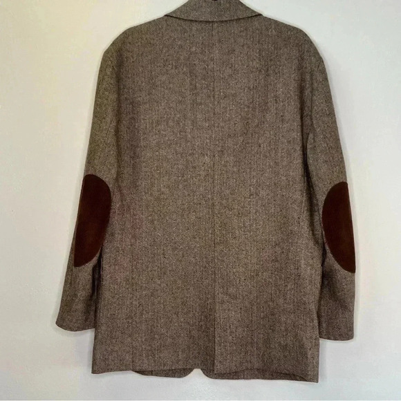 Tommy Bahama Brown Wool‎ Blend Herringbone Tweed Blazer Elbow Patches Sz L - Picture 5 of 16